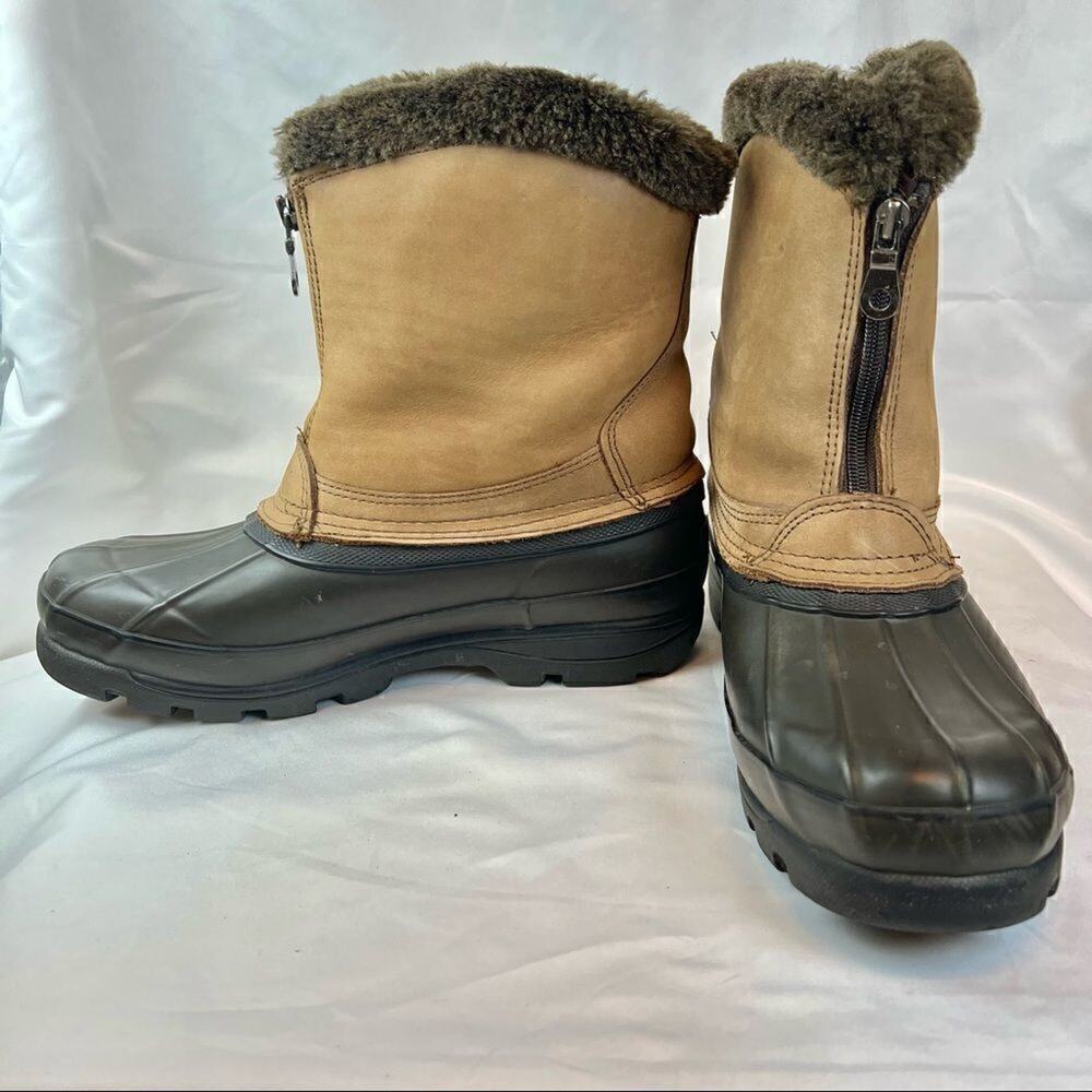 Bass Kodiak Winter Duck Snow Boots Nubuck Faux Fur Plaid Womens 9M